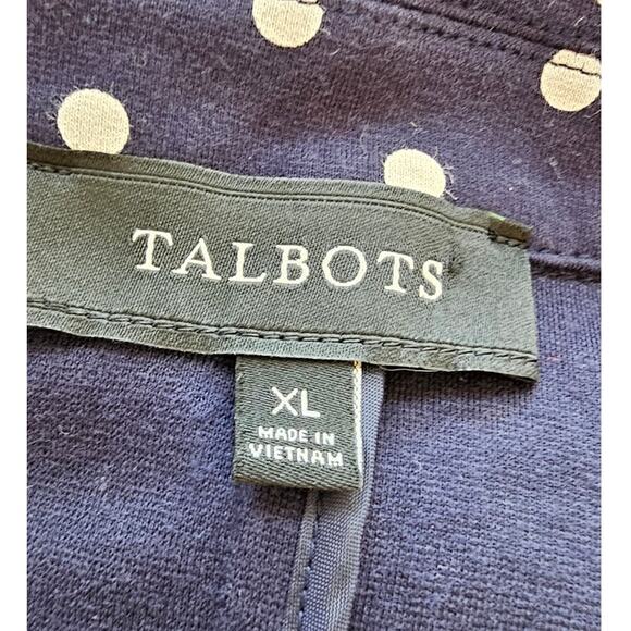Talbots Women Two Button Front Office Polka Dot Blazer Jacket Size XL Navy Cream - Picture 5 of 6